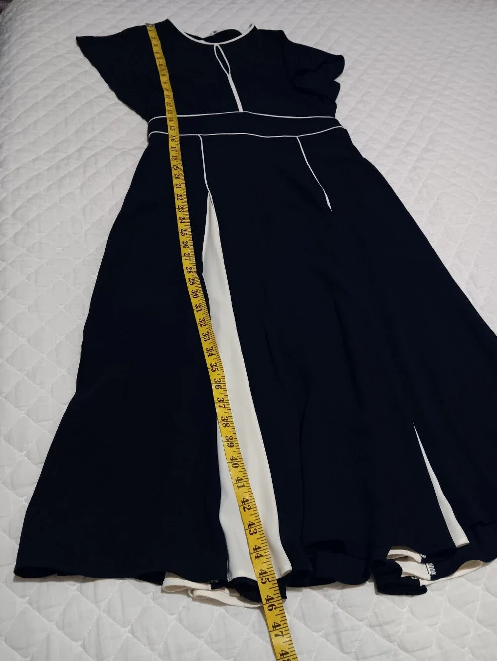 HOBBS Viola Navy And Ivory Dress Size 6 - Picture 12 of 15